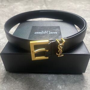 Saint Laurent Black Belt with Gold Buckle